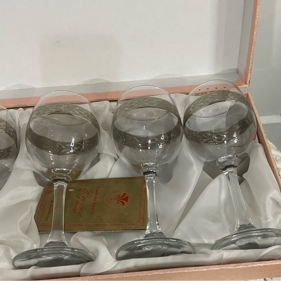 NEW Set of 6 I Preziosi by CF Design Wine Glasses Silver In Presentation Case - Picture 3 of 8